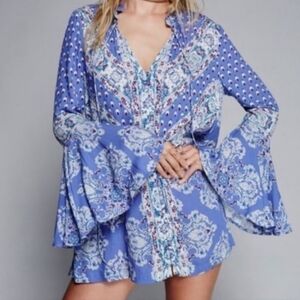 Free People Magic Mystery Tunic Top Sky Blue